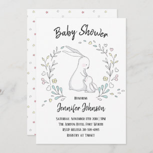 Invitation Cute Bunny Mama et Baby shower