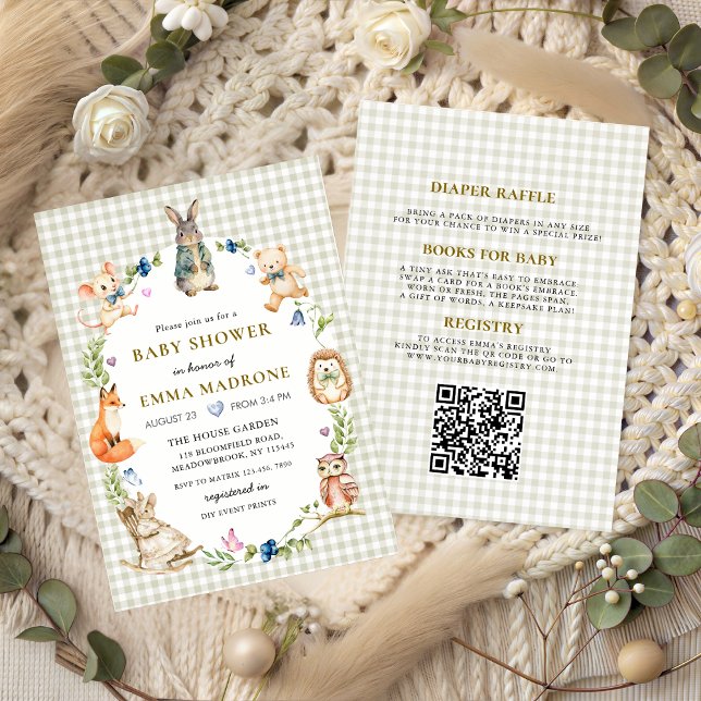 Invitation Cute Bunny Rabbit Woodland Baby Shower (Créateur téléchargé)