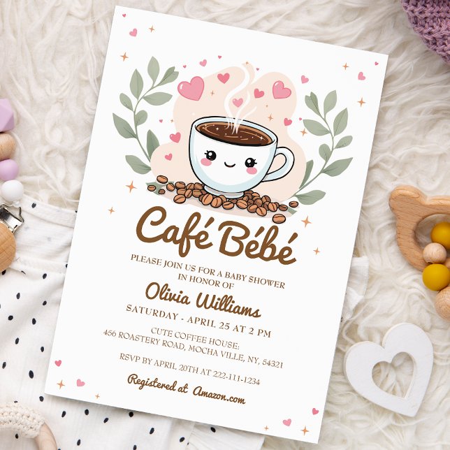 Invitation Cute Cafe Bebe Baby Brasse Du Café Baby shower (Créateur téléchargé)