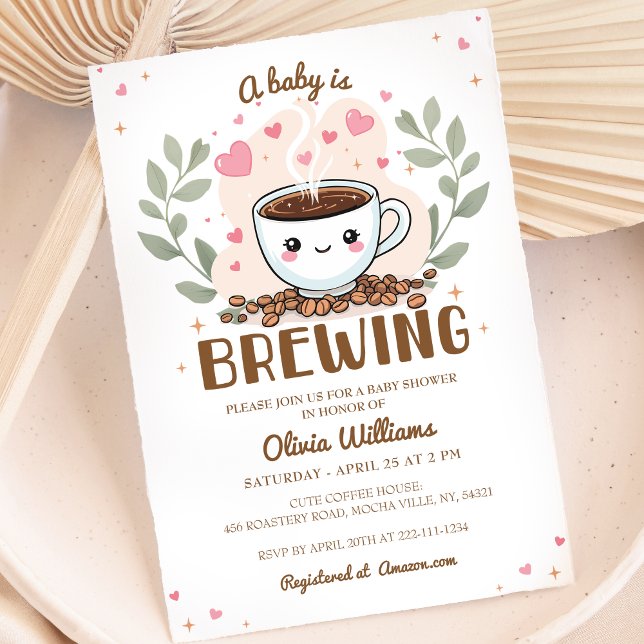 Invitation Cute Cafe Bebe Baby Brasse Du Café Baby shower (Créateur téléchargé)