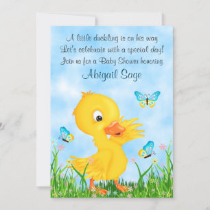 Invitation Cute canard et papillons Baby shower garçon
