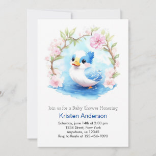Invitation Cute Canard Meadow Blue Boy Baby shower