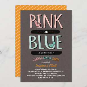 Invitation Cute Canards Rose ou Bleu Bébé Genre Revey Party