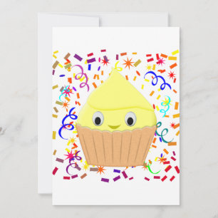 Invitation Cute Carton Citron Cupcake Avec Confetti Invitati