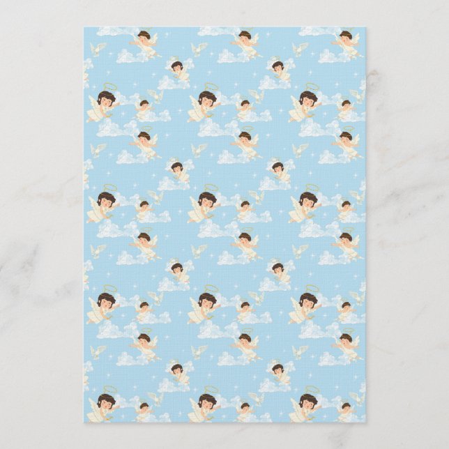 Invitation Cute Cartoon Angels And Doves Seamless Pattern (Devant)