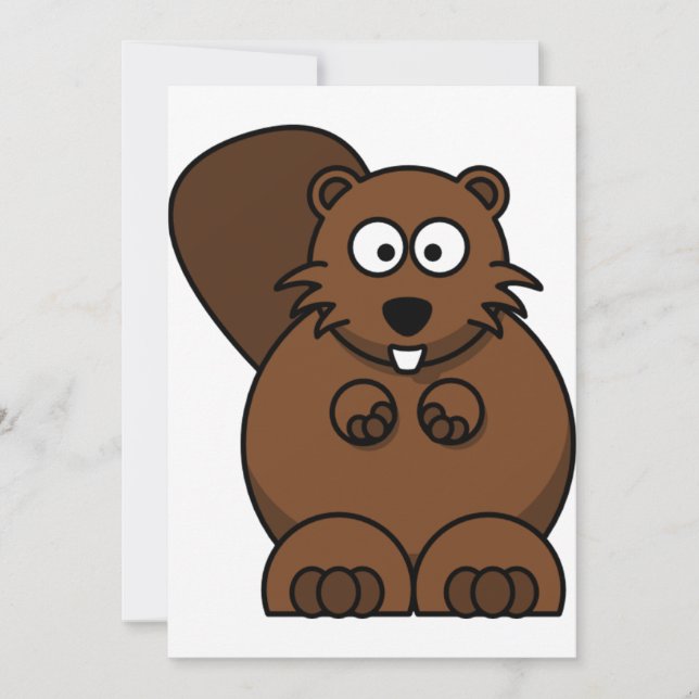 Invitation Cute Cartoon Beaver Funny Bois Animal (Devant)