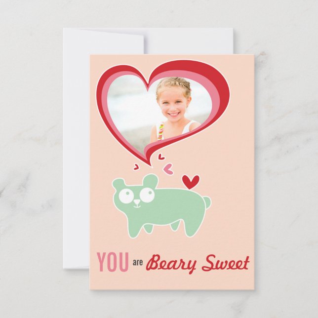 Invitation Cute Cartoon Ours Enfant Salle de classe Valentine (Devant)