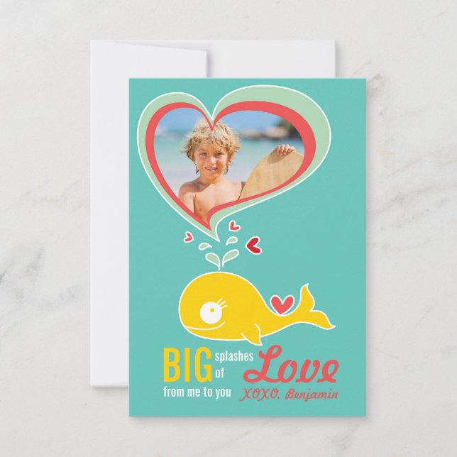 Invitation Cute Cartoon Whale Classroom Photo Valentine Card (Devant)