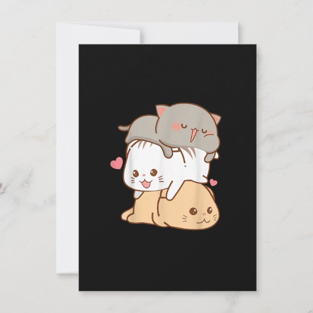 Invitation Cute Cat Kawaii Anime Japonais Otaku Gift Girls Bo (Devant)