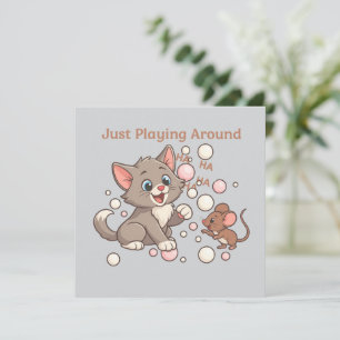 Invitation Cute Cat & Mouse Friendship