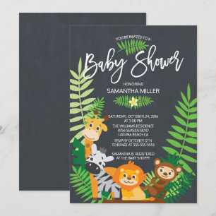 Invitation Cute Chalkboard Jungle Baby shower Safari