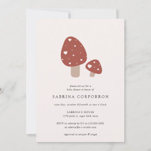 Invitation Cute champignons minimaliste Baby shower d'automne