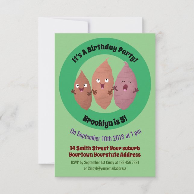 Invitation Cute chantant des patates douces caricaturales lég (Devant)