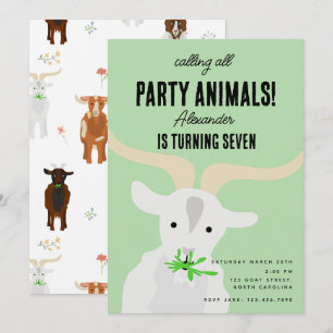Invitation Cute Chèvres Ferme Animaux Chèvre Anniversaire Thè