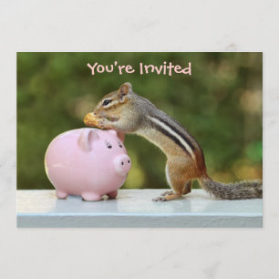 Invitation Cute Chipmunk avec une photo de banque de monnaie