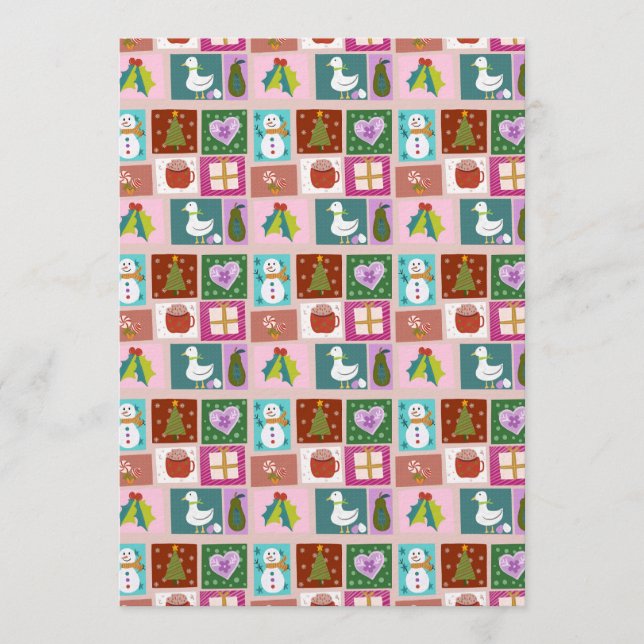 Invitation Cute Christmas Patchwork Pattern (Devant)