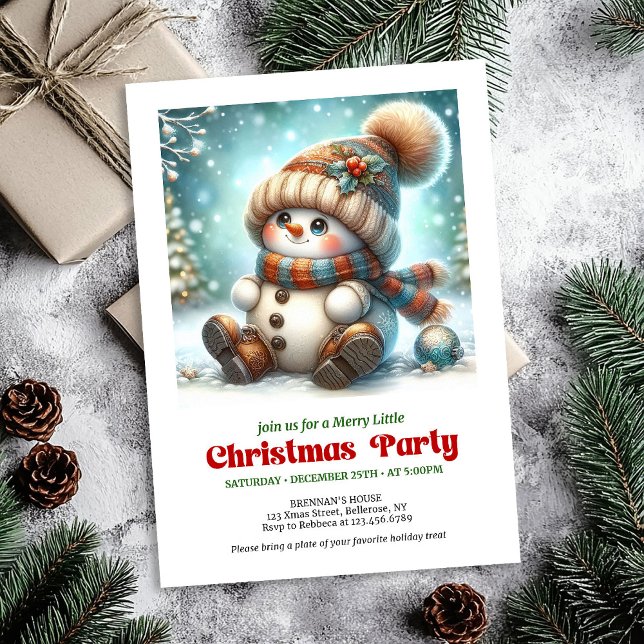 Invitation Cute Christmas snowman digital download party card (Cute Christmas snowman digital download party card)