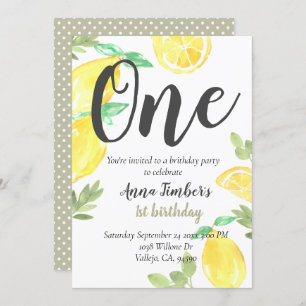Invitation Cute citron rustique 1er anniversaire enfant invit