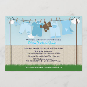 Invitation Cute Clochette Baby Boy Baby shower moderne