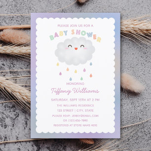 Invitation Cute Cloud Raindrops Baby shower neutre pour les f
