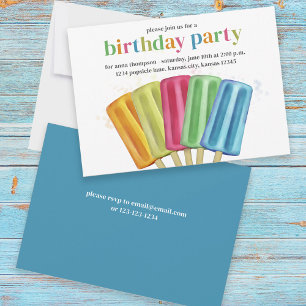 Invitation Cute Coloré Moderne Popsicles d'Anniversaire été