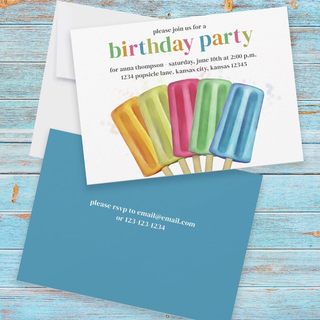 Invitation Cute Coloré Moderne Popsicles d'Anniversaire été (Créateur téléchargé)