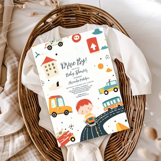 Invitation Cute Colorée Voitures Baby shower Garçon (Créateur téléchargé)