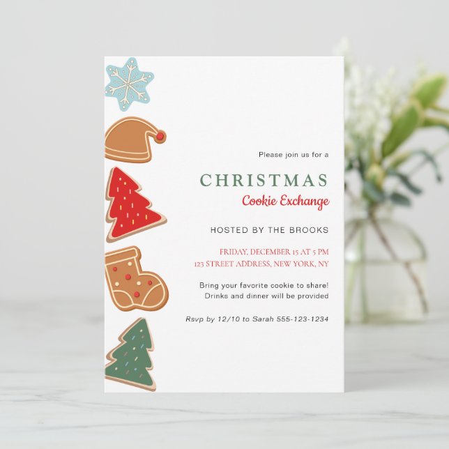 Invitation Cute Colorful Kids Christmas Cookie Exchange Party (Debout devant)