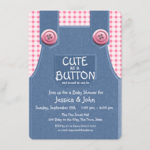 Invitation Cute comme un Denim de bouton et rose