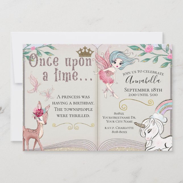 Invitation Cute Conte Fairy Parties scintillant Fairy Garden (Devant)