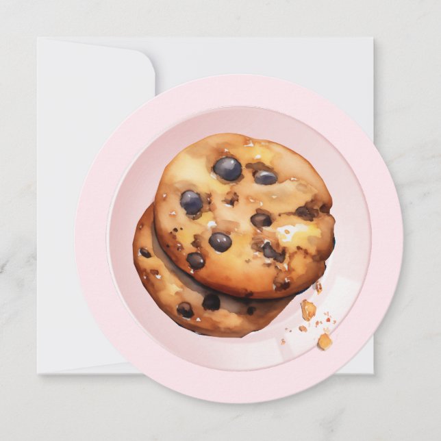 Invitation Cute Cookie Est En Chemin Baby shower Rose (Devant)