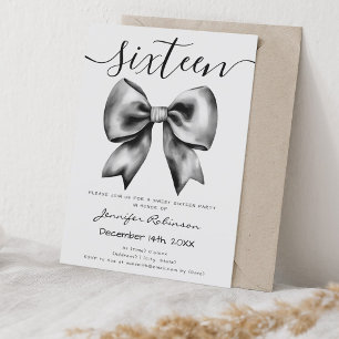 Invitation Cute Coquette Black Bow Sweet 16 Anniversaire