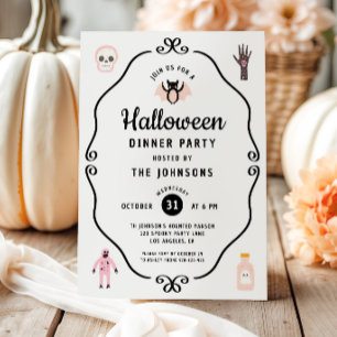 Invitation Cute Coquette Dîner d'Halloween