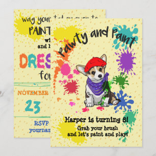 Invitation Cute Corgi Chien Amusant Art Anniversaire Fête Inv