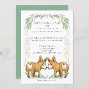Invitation Cute Corgi Chien Deux Pièces Mariage gay