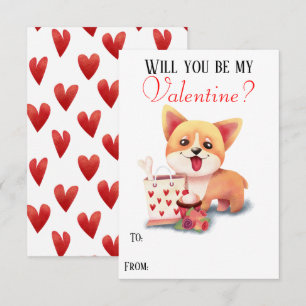 Invitation Cute Corgi Puppy Be My Valentine Valentines Card