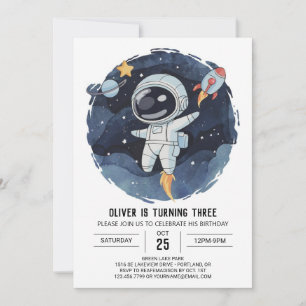 Invitation Cute Cosmic Online Astronaut garçon Anniversaire