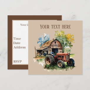 Invitation Cute Country grange et fête du tracteur