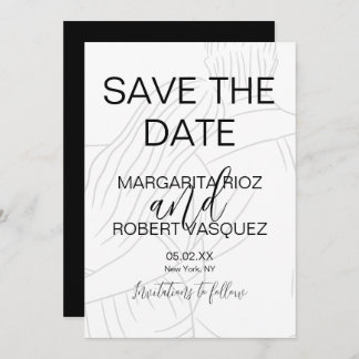 Invitation Cute Couple Hugging Script Save the Date