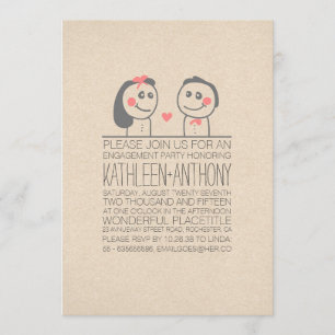 Invitation Cute couple moderne décontracté engagement invitat