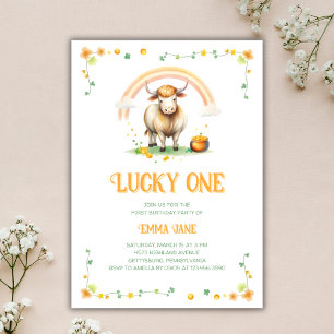 Invitation Cute Cow Jour de la Saint Patrick Lucky Un 1er ann