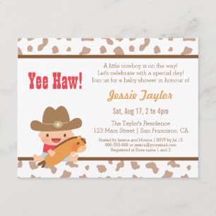 Invitation Cute Cowboy Thème Occidental Bébé Shower Invitatio