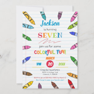 Invitation Cute Crayon Art Papier Coloré Parti 7e anniversair