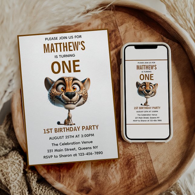 Invitation Cute Crazy Cheetah Farm Theme 1st Birthday (Cute Crazy Cheetah Farm Theme 1st Birthday Invitation
)