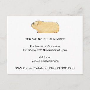 Invitation Cute Cream Guinea Pig.