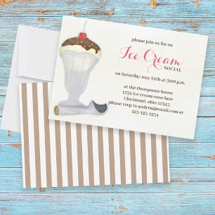 Invitation Cute crème glacée Whimsical Aquarelle sociale