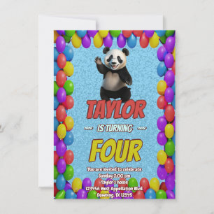 Invitation Cute Croustillant Panda Ours À Thème Anniversaire