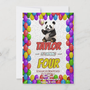 Invitation Cute Croustillant Panda Ours À Thème Anniversaire