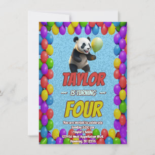 Invitation Cute Croustillant Panda Ours À Thème Anniversaire