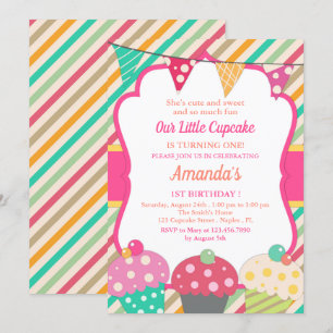 Invitation Cute Cupcake Premier anniversaire